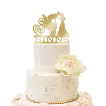 Велосипед свадебный торт Топпер Жених и невеста Романтический целование торты вечерние украшения на заказ помолвка юбилей Черный Синий Серебряный