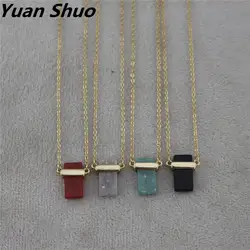2016 международная торговля ювелирные изделия оптом мода простой красный/синий/черный/белый квадратный натуральный камень кулон ожерелье