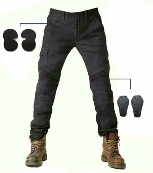 

Motorcycle Mens Riding Jeans With Protective Pad Denim Bike Black Distressed Pants Motocross Dirt Bike