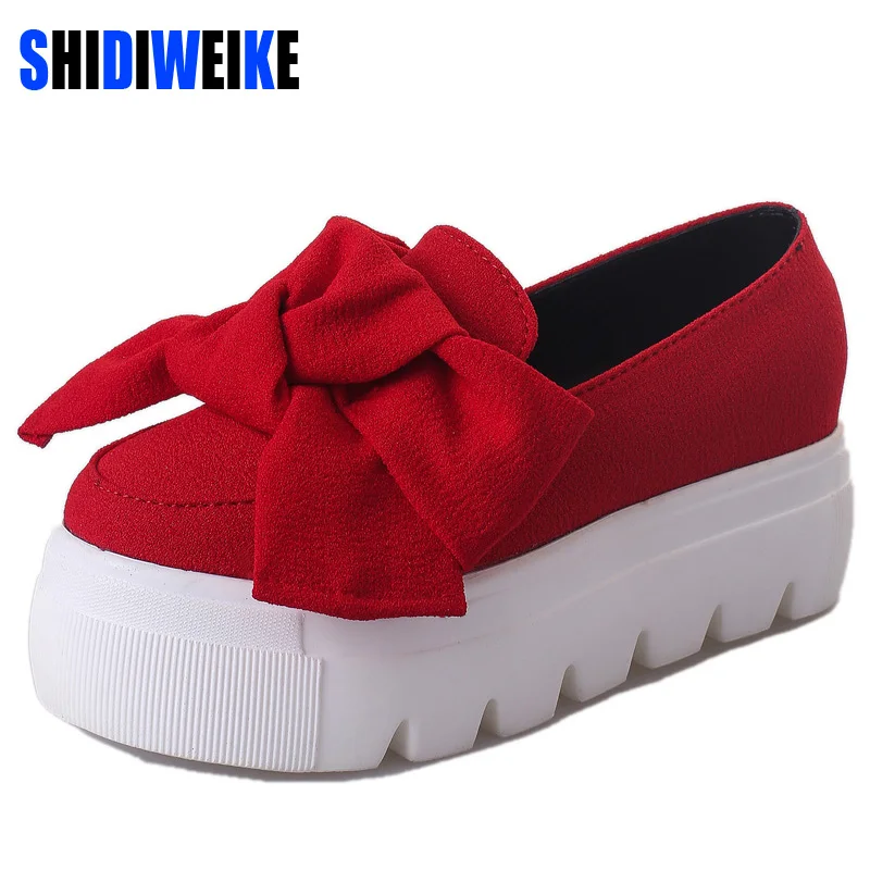 Spring moccasin Womens Fashion Creepers Shoes Bow Women Flats Loafers Ladies Slip On Platform 5CM Shoes 2018 slipony b520 Spring moccasin Womens Fashion Creepers Shoes Bow Women Flats Loafers Ladies Slip On Platform 5CM Shoes 2018 slipony b520