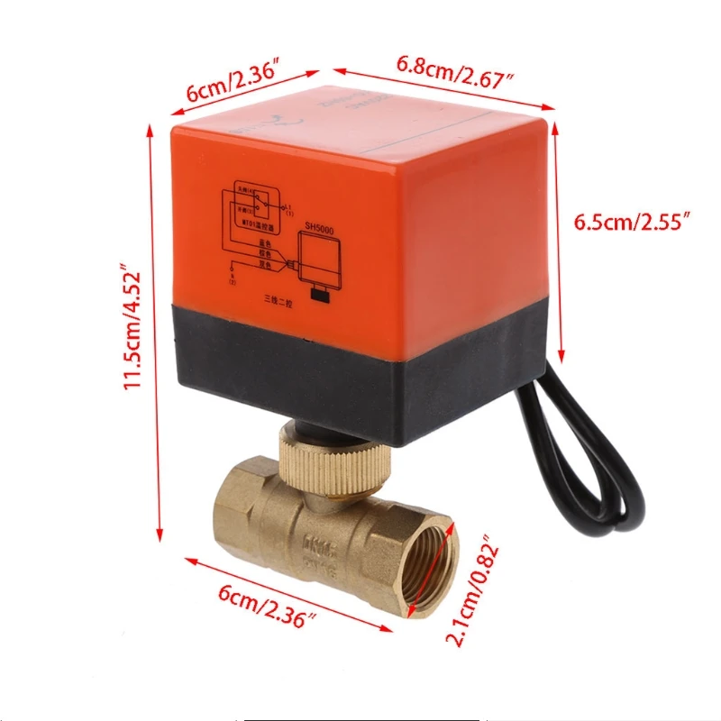 Электрический моторизованный латунный шаровой клапан 2 Way 3-провод с приводом DN15 AC 220 V