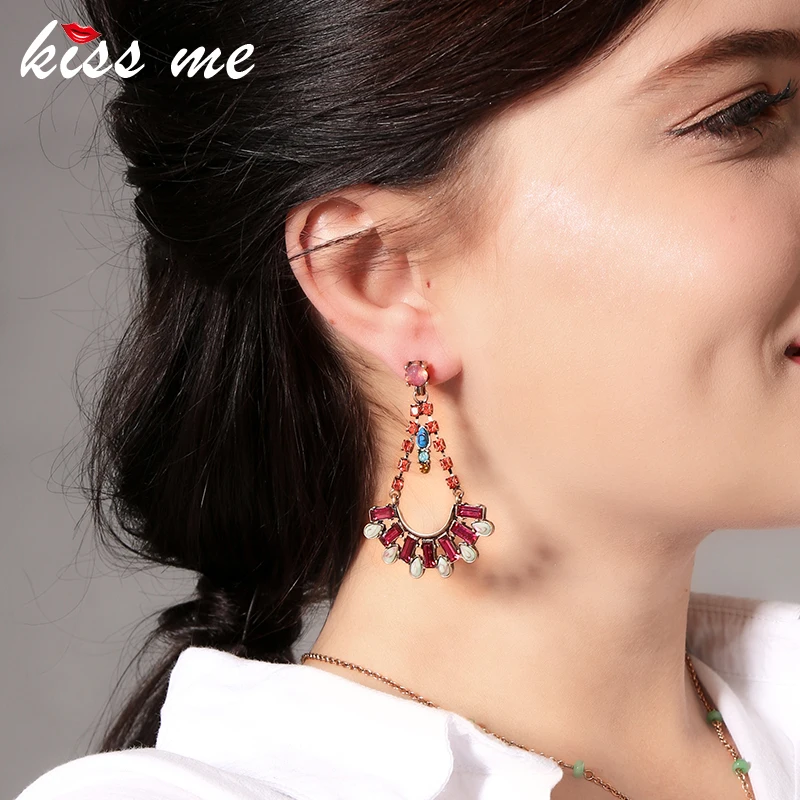 

KISS ME New Acrylic Crystal Geometric Drop Earrings for Women 2018 Trendy Statement Earrings Fashion Jewelry