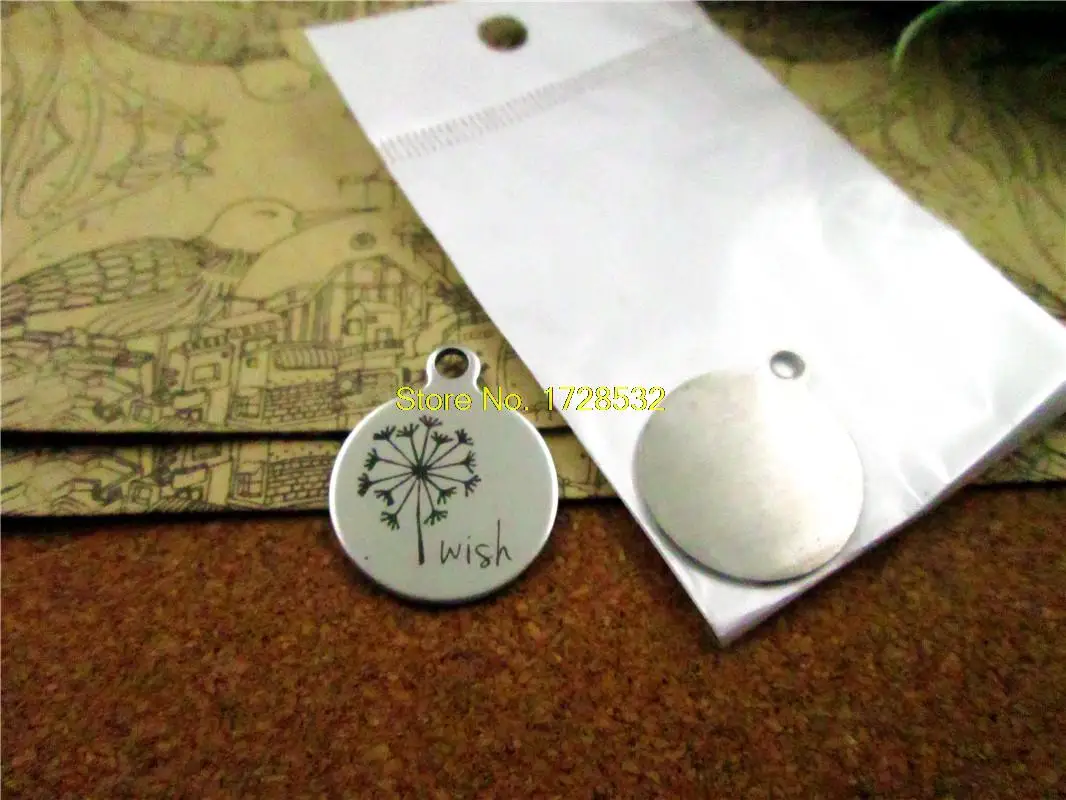 10pcs-stainless steel Charms "Dandelion w ish"DIY Charms Pendants for necklace/bracelet/keychain DIY jewelry