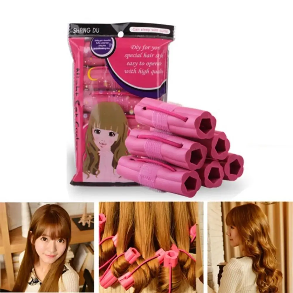 

HOT SALE 6Pcs Magic Soft Foam Sponge Hair Curlers Rollers DIY Wavy Hairstyling Tools