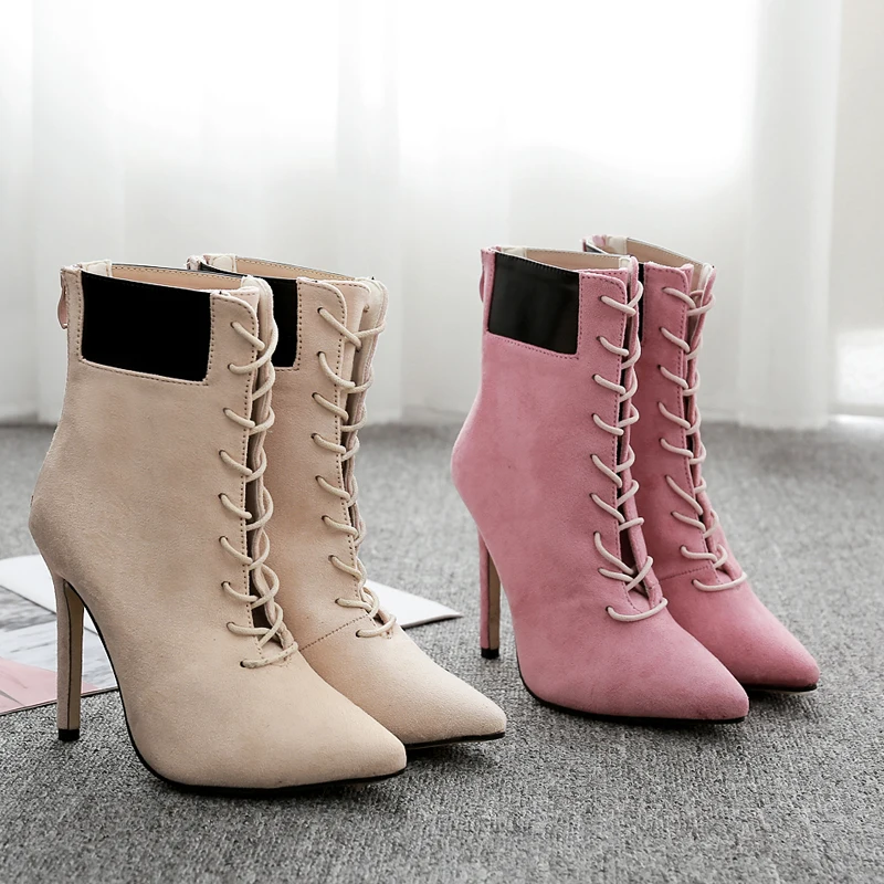 

Large size women's boots Europe And the United States Spring And Autumn New Pink Princess Pointed Female High-Heeled Boots