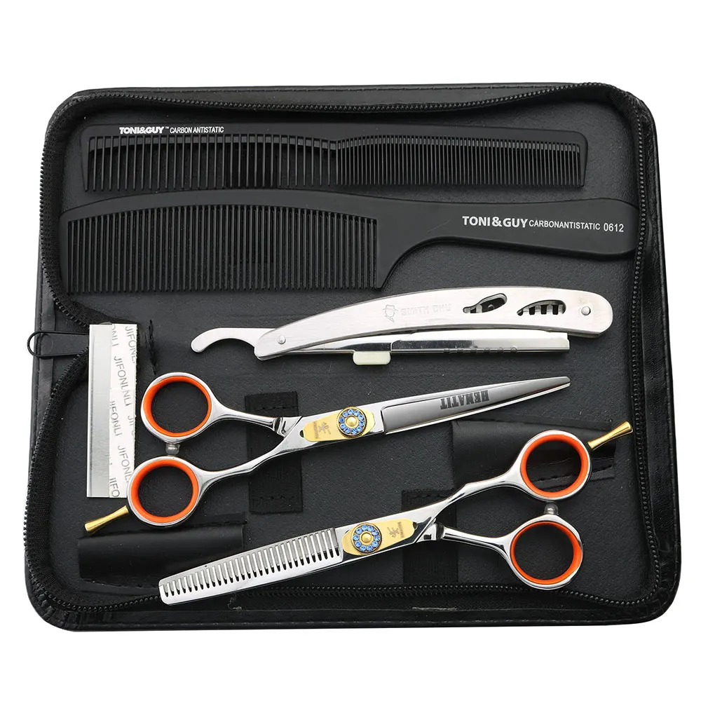 

Silver 6-inch cutting scissors and refining scissors combination Hairdressing scissors set Hair scissors Hairdressing tools