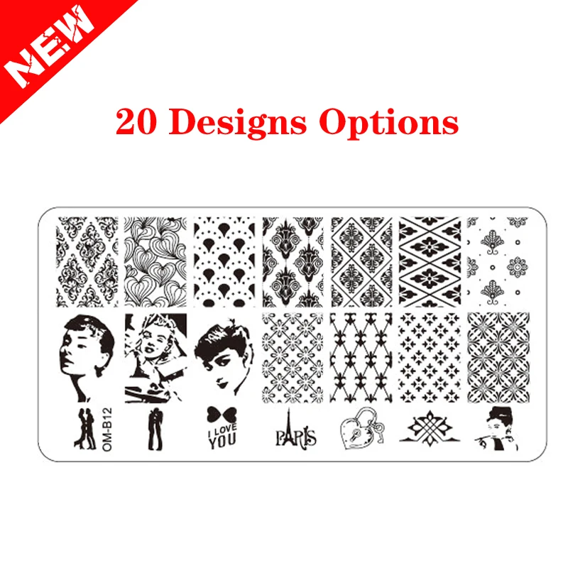 

1pcs New 6X12cm Nail Stamping Template Charm Designs Konad Nail Art Polish Plate DIY Nail Stamp Tools