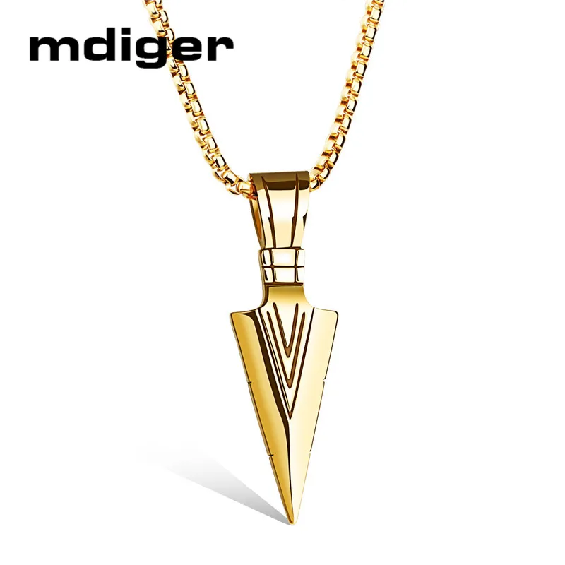 

Mdiger Necklace Personality Spearhead Men's Stainless Steel Male Necklaces Pendants jewelry Good Gift