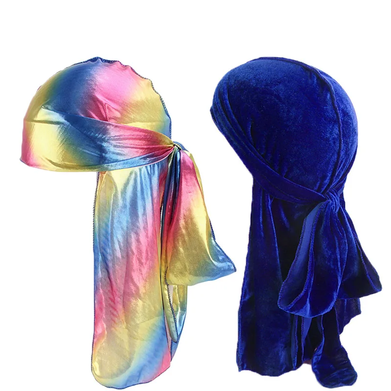 Unised velvet and laser silky durag 2 шт набор модных мужских бархатных бандана
