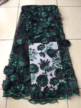 

Navy Blue African Lace Fabric, 3D Applique Lace for Wedding, Bridal Dress Tulle Lace Fabric