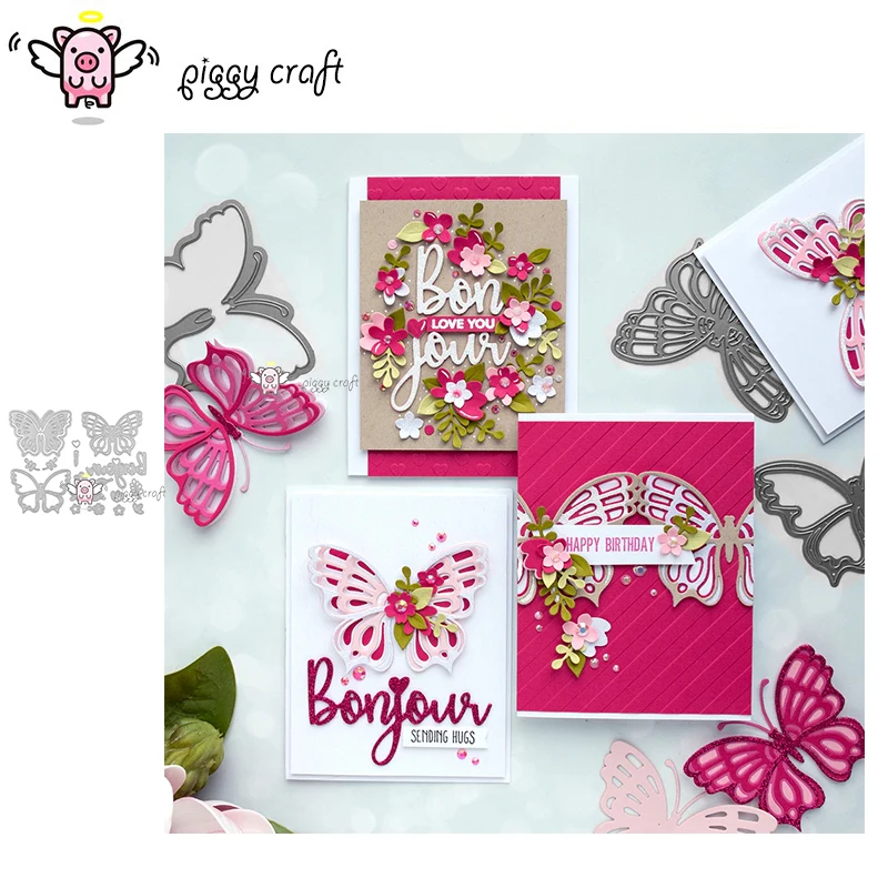 

Piggy Craft metal cutting dies cut die mold Flower butterfly letter Scrapbook paper craft knife mould blade punch stencils dies
