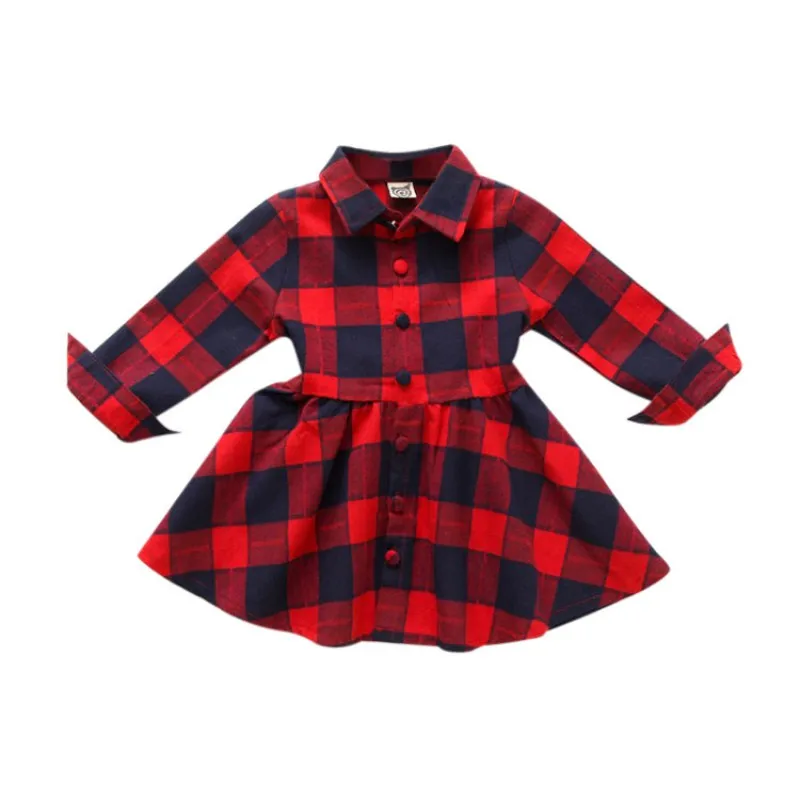 

Kids Girls Plaid Dress Long Sleeve Cotton Costume Toddler Clothing Baby Clothes Kids Dresses sz02