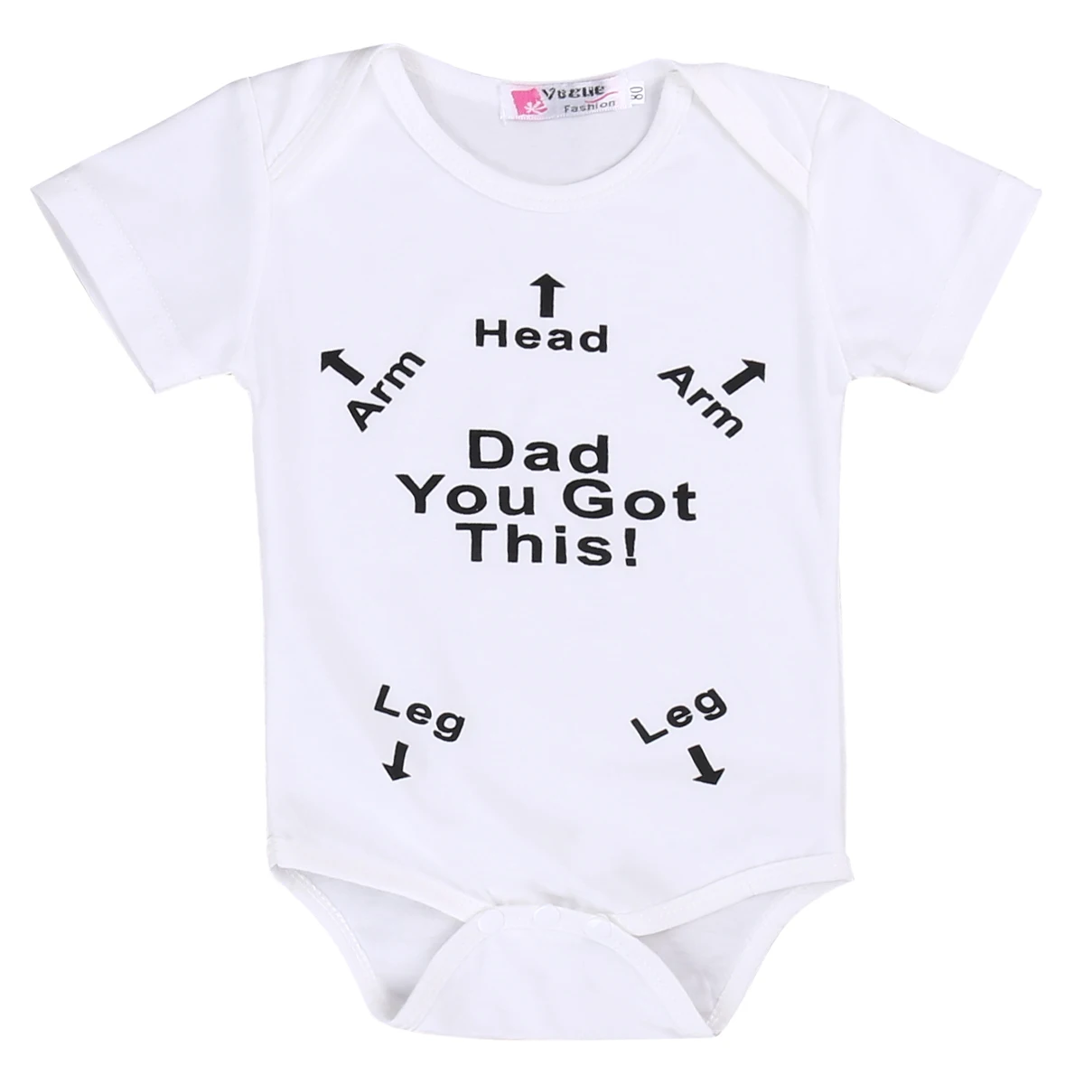 Принт с надписью «Dad вы получили это! США Одежда для новорожденных девочек и мальчиков комбинезон с короткими рукавами, одежда - Цвет: Белый
