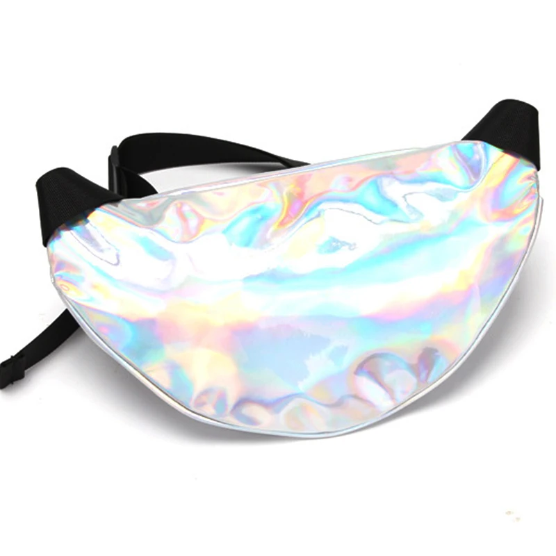 2018 New Iridescent Fanny Pack Women Waist Bag Shiny Belt Waist Pack Handbags Laser Purse Translucent Reflective Chest Waist Bag