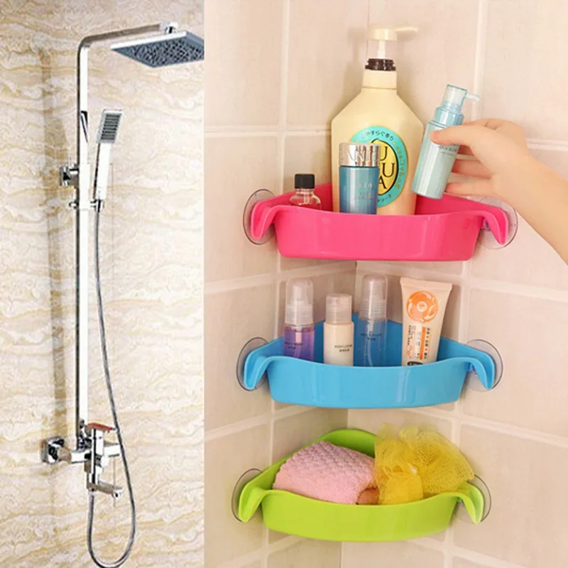 

14x14x25cm High Quality Corner Shelf Suction Rack Organizer Cup Storage Home Bathroom kitchen Shower Wall Basket Fashion durable
