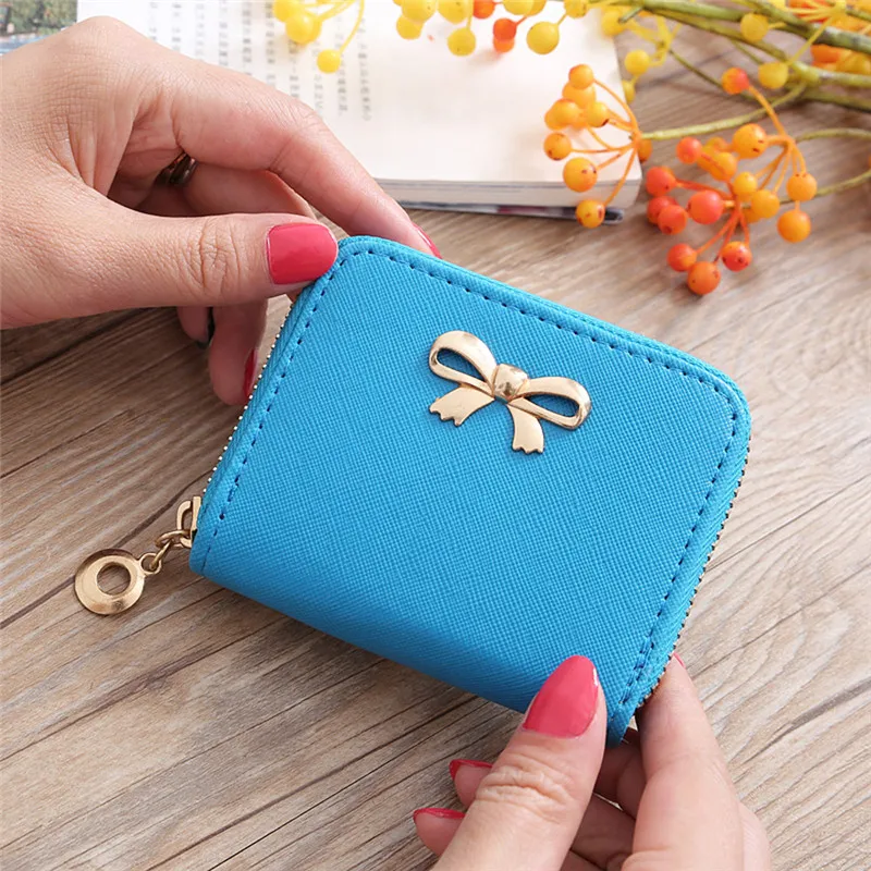 

OCARDIAN 2018 New Ladies Purse women bags wallets Fashion Single Pull Solid Zipper Bow Small Square Coin Bag Clutch Wallets A 12