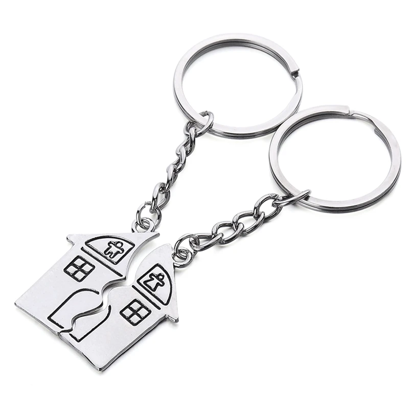 

1Pair New Couple I LOVE YOU Lovers Keychain Warm House Type Couple Key Chain Souvenirs Valentine's Day Gift Built With Love Home