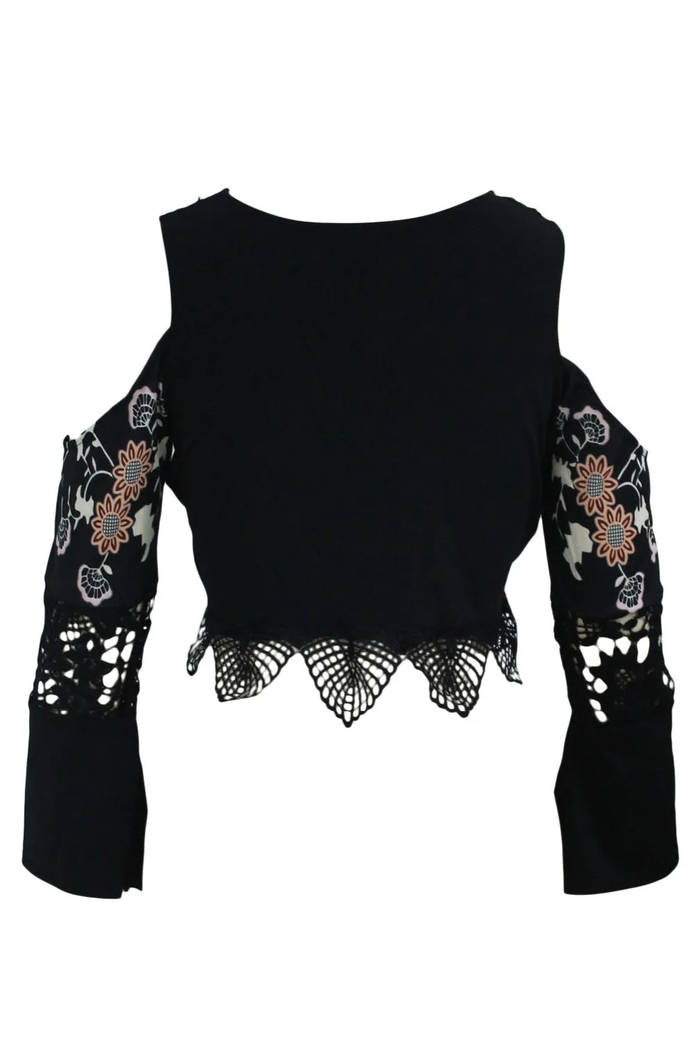 Black-Crochet-Cold-Shoulder-Bell-Sleeve-Crop-Top-LC25910-2-3