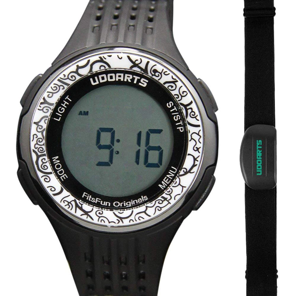 Udoarts Heart Rate Monitor with Chest Strap 2, Pack of 5 Batteries and Screwdriver, Black