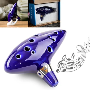 

Ostrich 12 Hole Ocarina Ceramic Alto Mid-tone ToneC Flute Blue Instrument