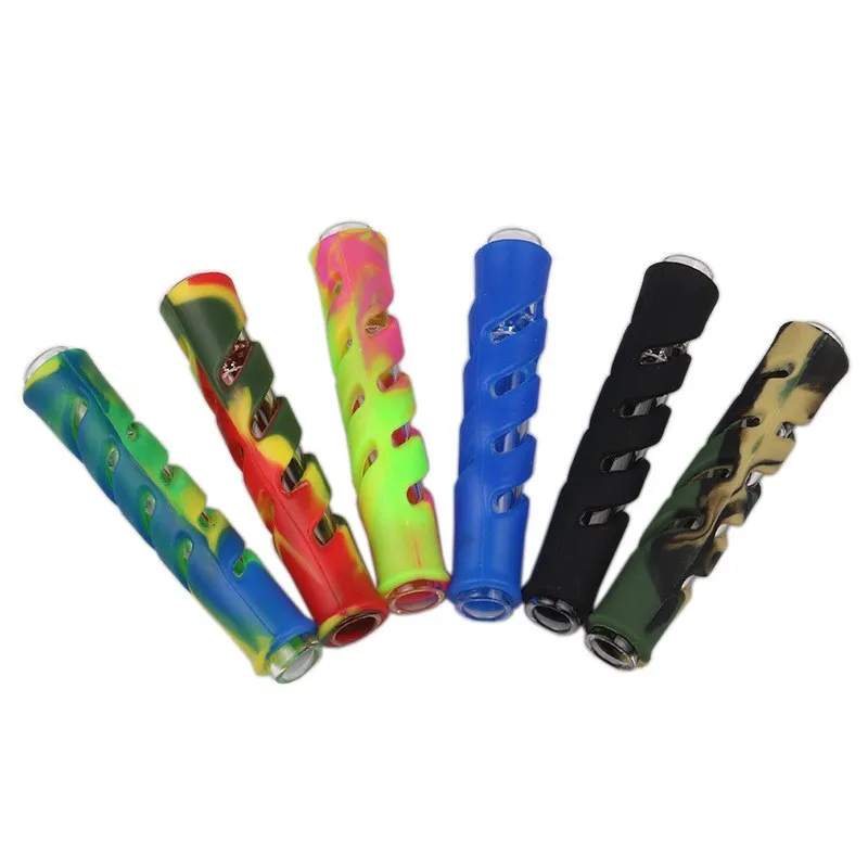 

Silicone Smoking Herb Pipe 90MM Cigarette Dugout Pipe Tobacco Weed Pipes Accessories Pocket Size