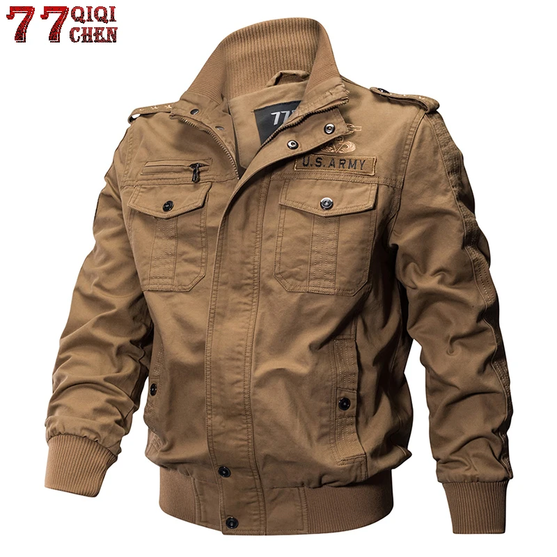 QIQICHEN Military Jacket Men Plus Size 6XL Bomber Jacket Men Autumn Winter Outwear Casual Cotton Flight Jacket Jaqueta masculina