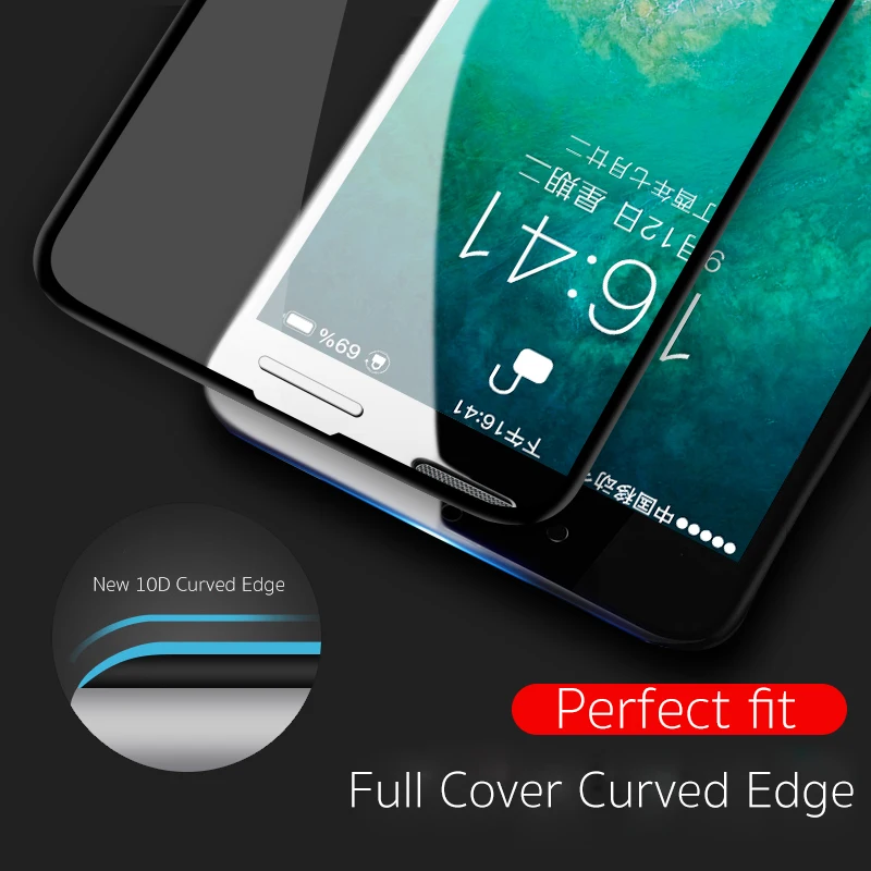 Für iPhone XS MAS 10D Gekrümmten Rand Gehärtetem Glas für iPhone XR XS X 8 plus full Screen Protect
