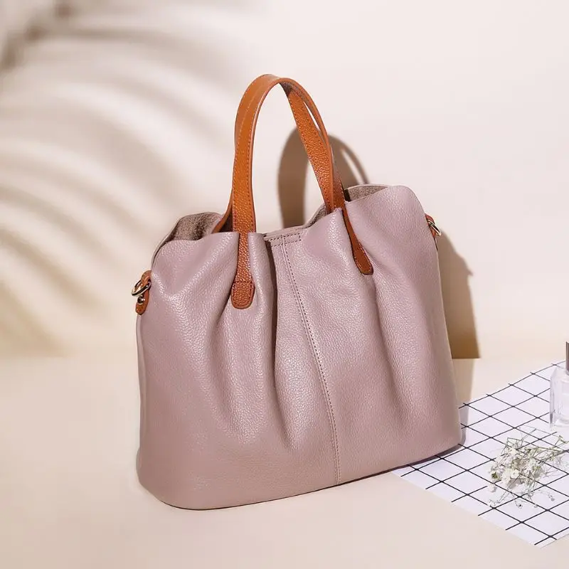 

2019 Genuine Leather Satchel Handbag Crossbody Shoulder Bag Tote Purse with Inner Bag for Women Beach Travel Party Use Supplies