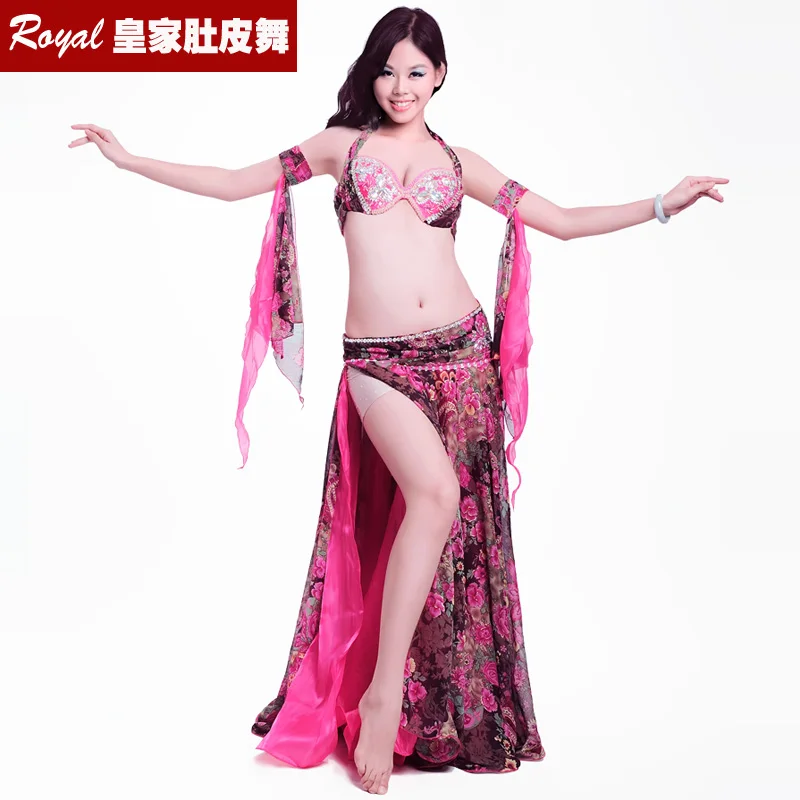 New Full Belly dance Skirt Professional Bellydance Dress 2 Split Big