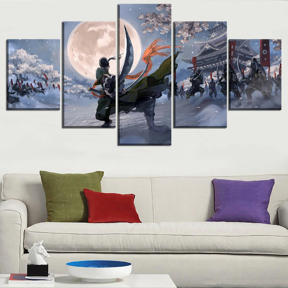 

Animation Poster Canvas HD Printed Painting Home Decor Framework 5 Piece One Piece Roronoa Zoro Wall Art Picture For Living Room