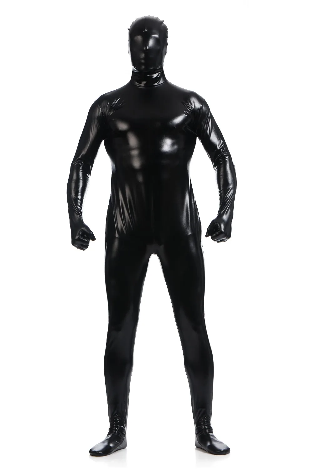 New Black zentai costume Shiny Metallic Men's Tight zentai Fullbody