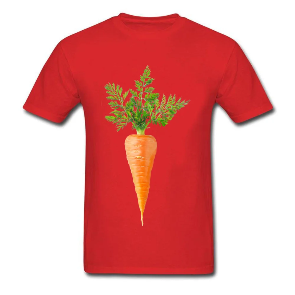 Carrot with big leaves On Sale Short Sleeve Design T Shirts 100% Cotton Crew Neck Men's Tops T Shirt Clothing Shirt Autumn Carrot with big leaves red