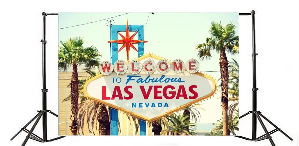 

Photography Backdrop Las Vegas Welcome Coconut Tree Road Sign Nature Travel