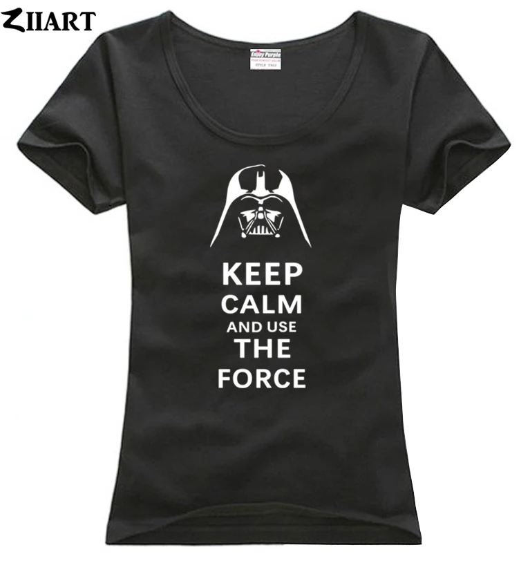 

Darth Vader helmet star wars keep calm and use the force couple clothes girl woman female o-neck cotton short-sleeve T-shirt
