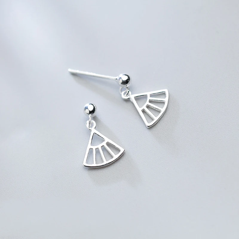 

MloveAc Boho Chic Geometric Fan Pendant Earrings Real 925 Sterling Silver Earrings for Women Wedding Jewelry
