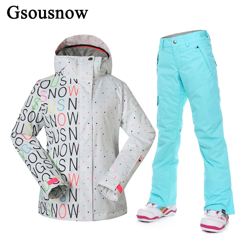 Factory wholesale Gsou Snow Waterproof Jacket Set Womens Snowboard