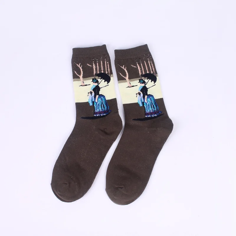 Осенне-зимние модные ретро женские новые персональные художественные Ван Гог Фреска всемирно известная живопись серии мужские носки масляные забавные носки горячая распродажа - Цвет: Mrs. Barlow
