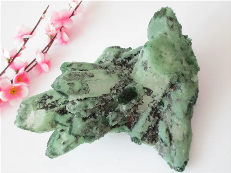 Unique Natural Green Crystal Cluster Skeletal Quartz Point Wand Mineral Healing Druse Vug Specimen Stone | Дом и сад
