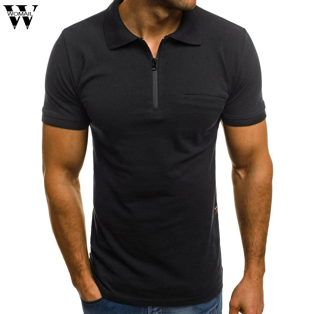 

Womail T-shirt Men Summer Fashion Personality Slim Short Sleeve Pockets T Shirt Top business Comfortable Gift NEW 2019 M22