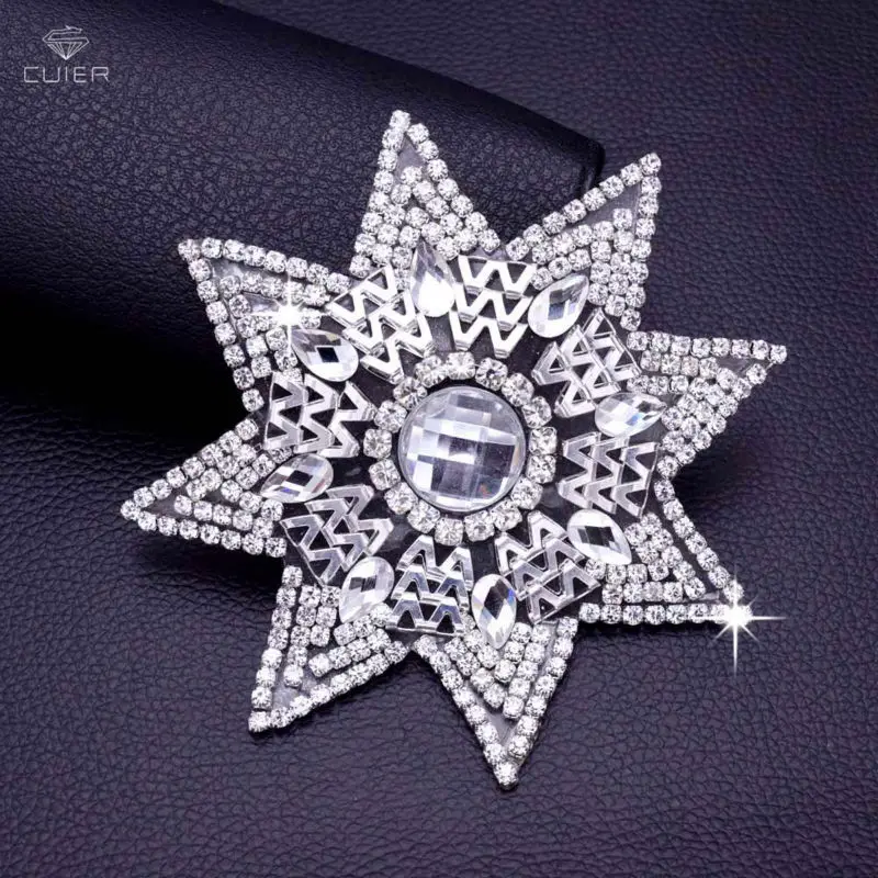 30pcs Wholesale 10.3cm Stars Rhinestones Iron on Appliques Patches Hot