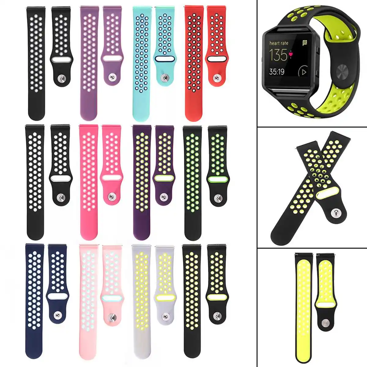

S/L Sizess Silicone Wristband Sports Strap for Fitbit Blaze Bands Straps Bracelet Smart Fitness Watch Belt +Metal Frame