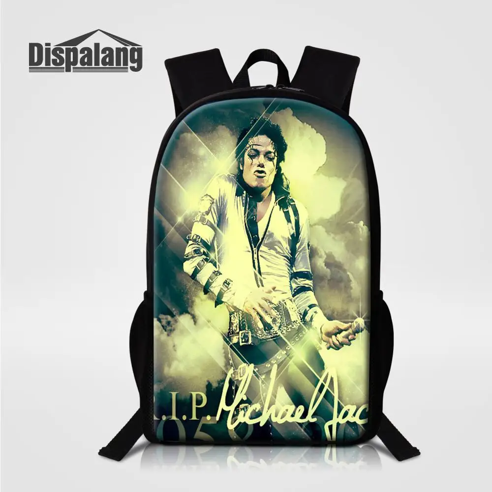 Dispalang Прохладный Super Star Майкл Джексон печатает детей школьные рюкзаки 16 дюйма основной студент Bookbag Для женщин школьные сумки - Цвет: Светло-желтый