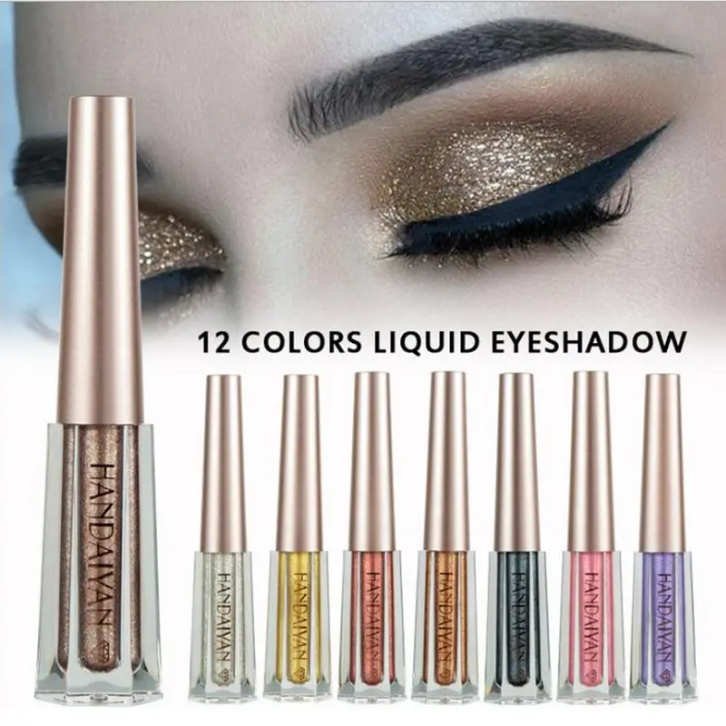 

HANDAIYAN Glitter Eyeshadow Liquid Metallic Eyes Makeup Diamond Shimmer Liquid Eye Shadow Waterproof Shine Colorful Eye Shadow