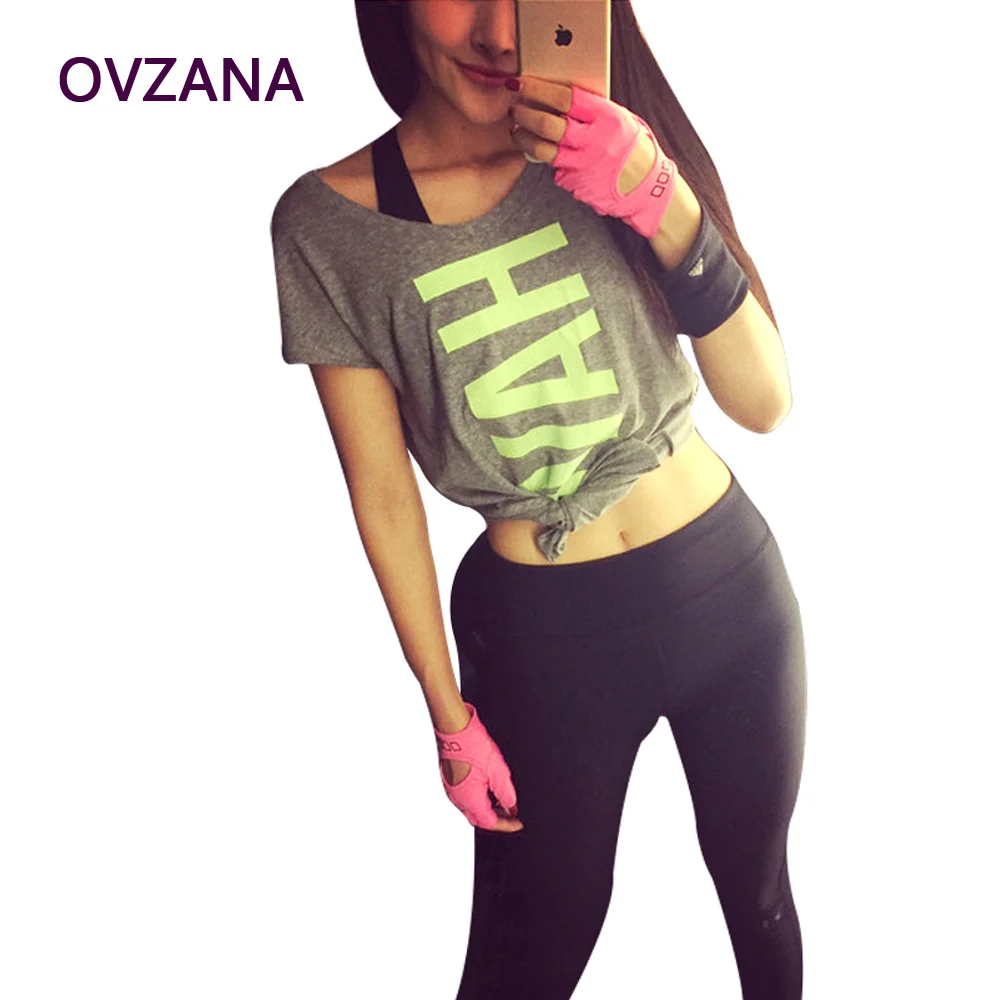 Reflective Number Printed Shirts Girls Yoga Top Running