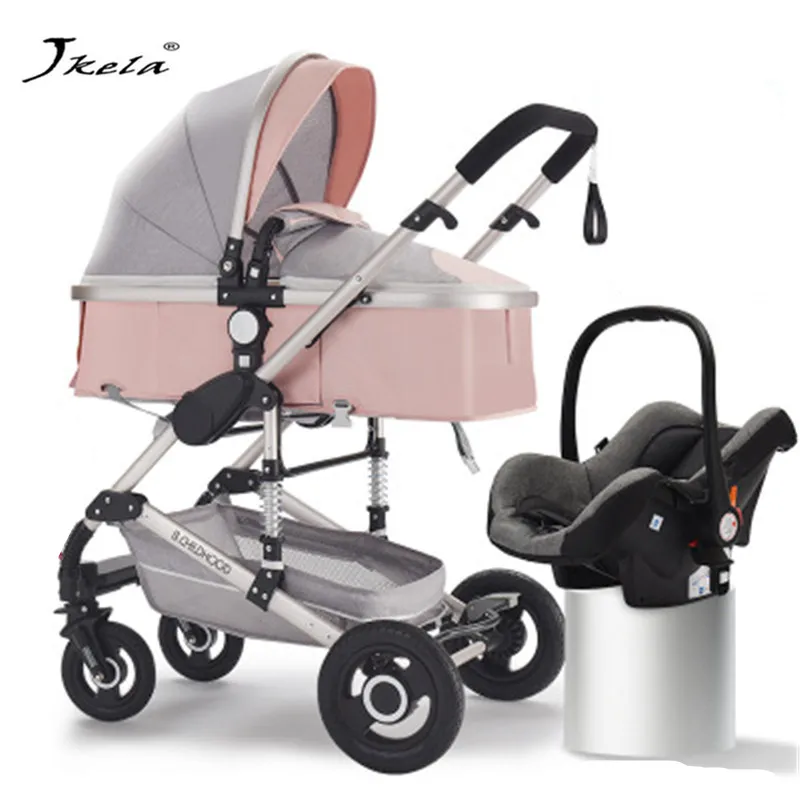 

2019 Baby Stroller Multifunctional 3 in 1 High Landscape Stroller Folding Carriage Gold Newborn Free shipping and 8 gifts