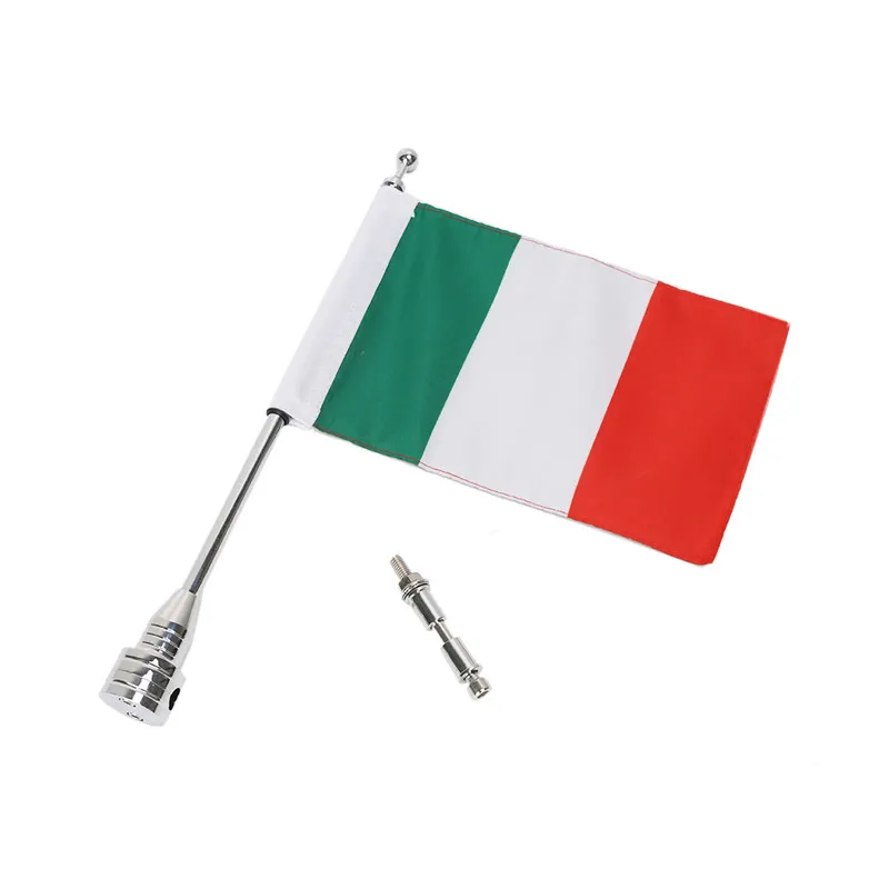 Motorcycle Flag Pole + Italy Flag Banner Aluminum Rear Side Mount Luggage Rack  Decoration 1 (17)
