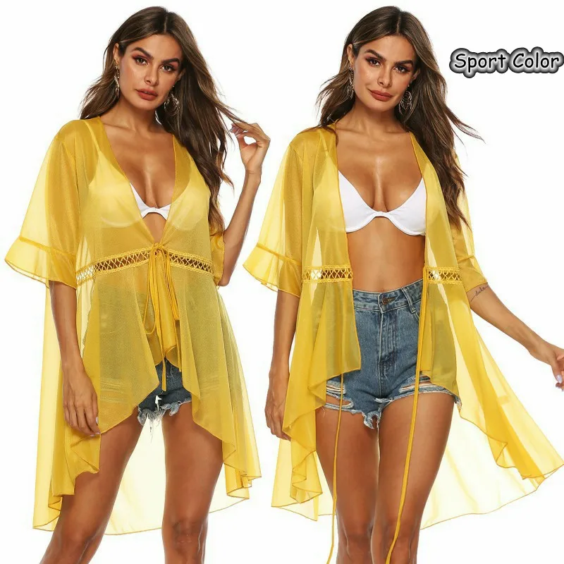 

Summer Yellow Sexy Swimsuit Cover Up Popular Beach Dress Beach Cover Girls Lady One Size Sunscreen Pareo Sarongs Bikini Tunic