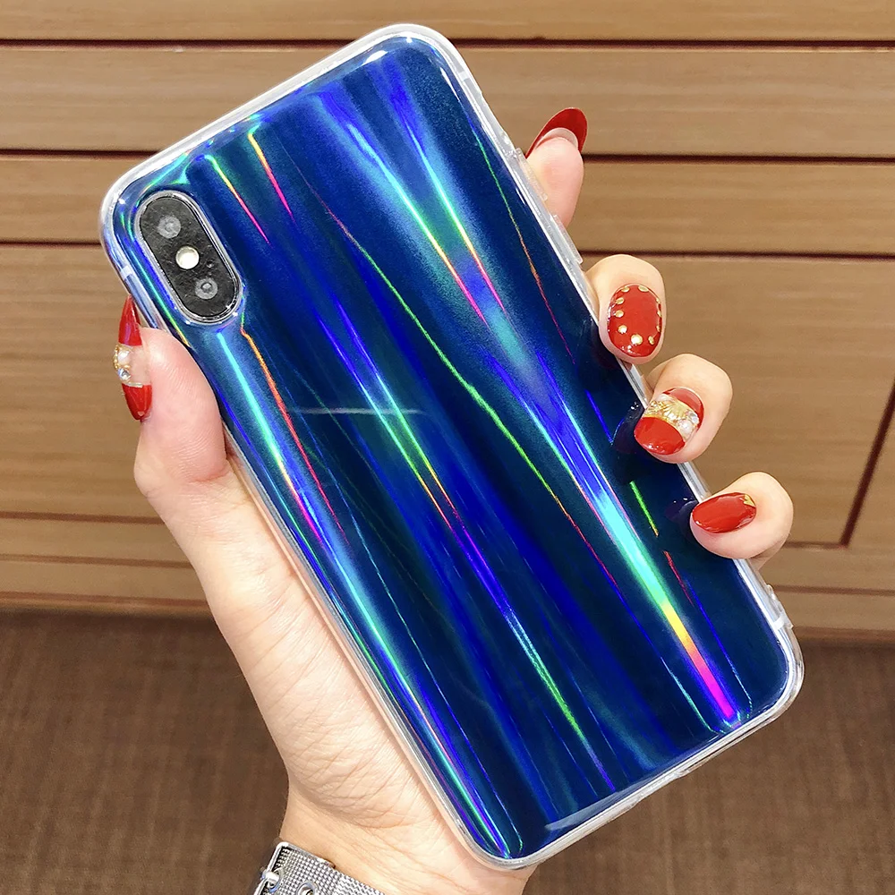 KIPX1122_12_JONSNOW Aurora Shining Laser Phone Case for iPhone 6 6S 7 8 Plus X XS XR XS Max Glossy Soft Silicone Case Back Cover Capa Coque Fundas