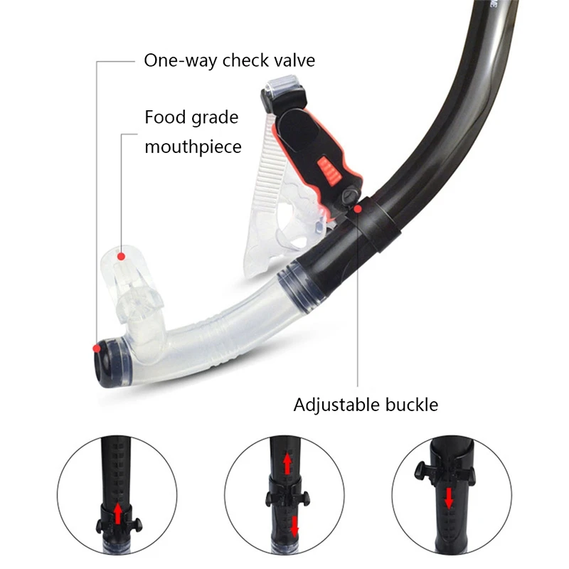 Средства для обучения плаванию длинный плавательный Шноркель дайвинг подводное плавание поставки Передняя Замена газа Фристайл нагрудный-Blac