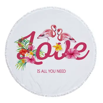 

Flamingo Tropical Printed Round Beach Towel Microfiber with tassel Colorful Bath mat Large Washable 150cm Picnic Yoga Mat 90006